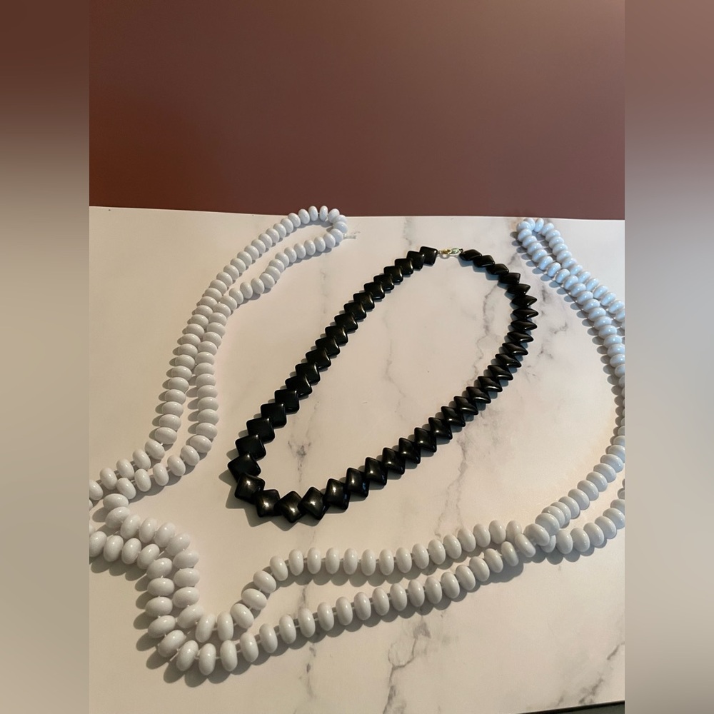 VINTAGE 80s Plastic Bead Necklaces Two Pieces